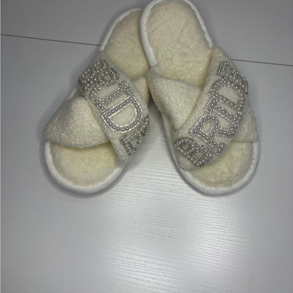 Elegant White Bride Slippers